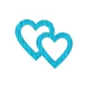 streaked turquoise interlocking glass hearts for a headstone, slightly translucent and 10 mm thick, for bonding into a recess in a stone tablet