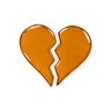 pomarańczowe szklane serce łamane na pomnik, dwie połówki z przezroczystego szkła