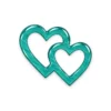 turquoise interlocking glass hearts for a headstone, slightly translucent and 10 mm thick, for bonding into a recess in a stone tablet