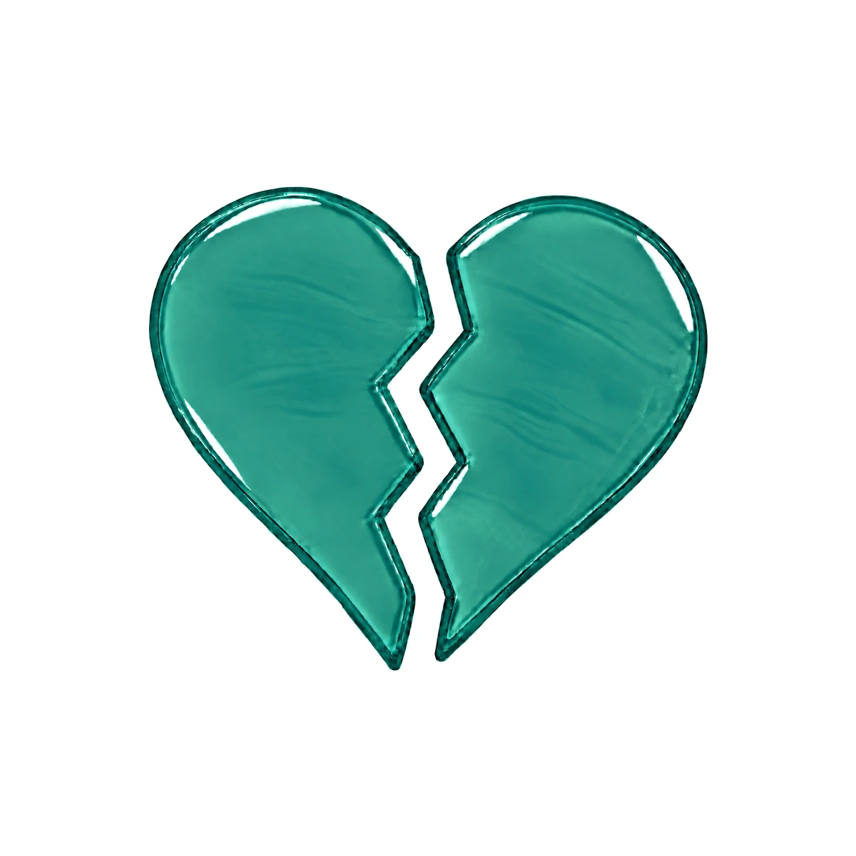 turquoise split glass heart for a headstone
