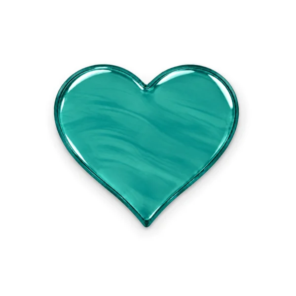 turquoise transparent glass heart for a headstone