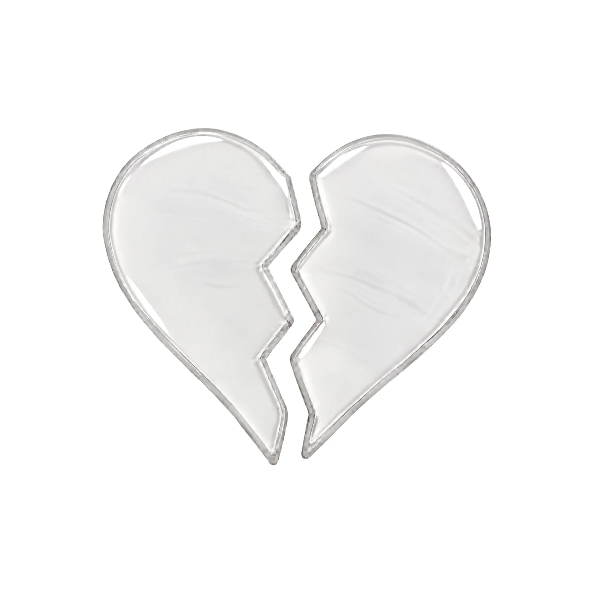 white split glass heart for a headstone
